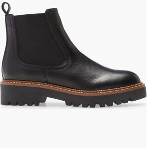 Nordstrom Caslon Black Water Resistant Lug Chelsea Boots Size 10 New in Box